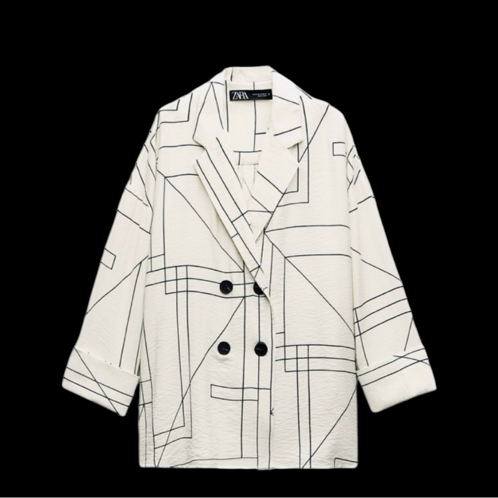 ZARA GEOMETRIC PRINT BLAZER - Picture 2 of 11